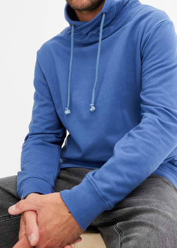 Sweatshirt i ekologisk bomull med sjalkrage, bonprix