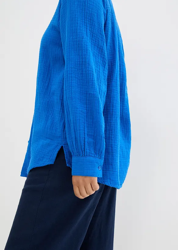 Oversize-muslinblus i bomull, lång modell, bonprix