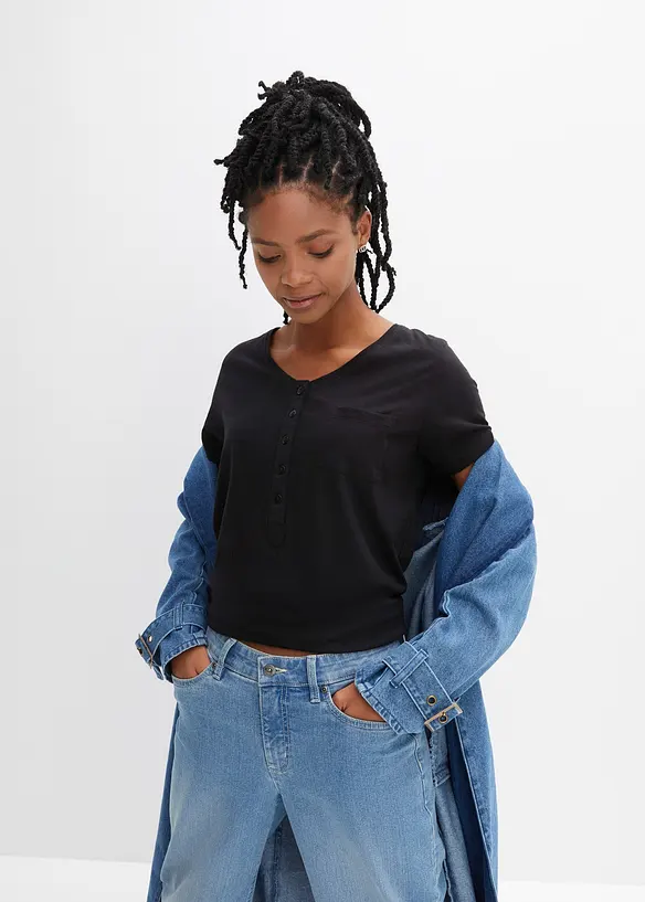 T-shirt i bomull och viskos, bonprix