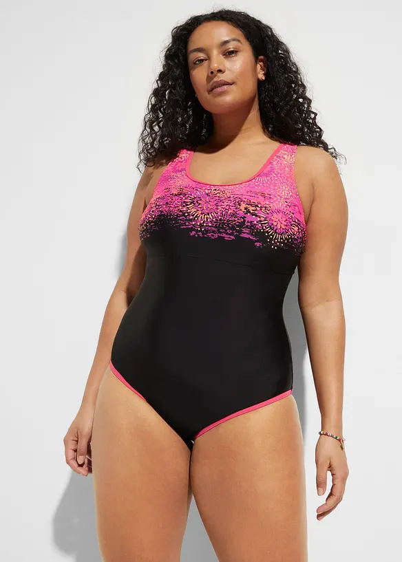 Sportig baddräkt med brottarrygg, bonprix