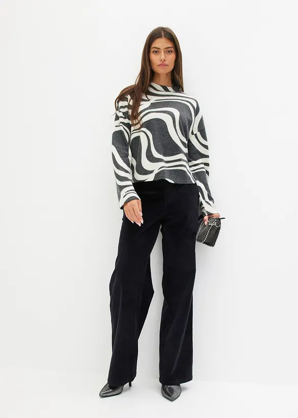 Mjuk ribbstickad topp, bonprix