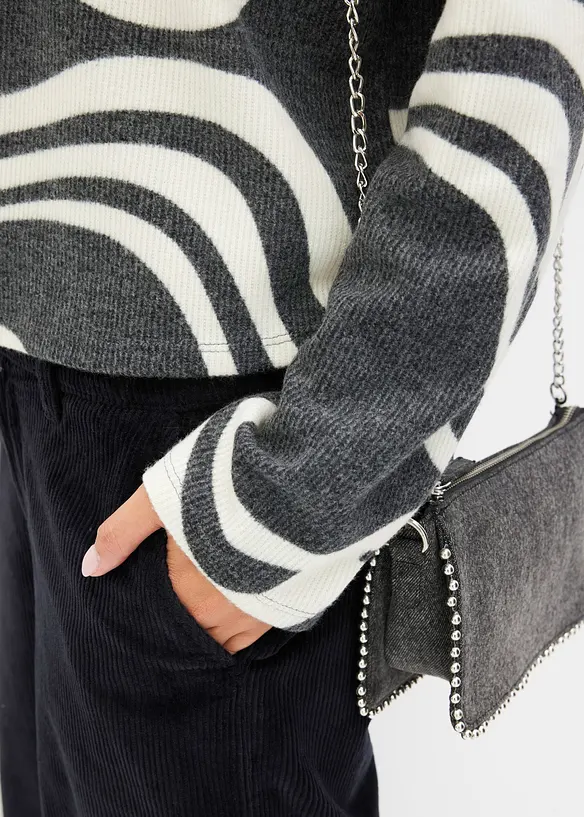 Mjuk ribbstickad topp, bonprix