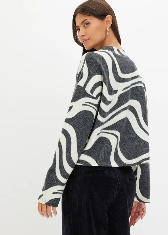 Mjuk ribbstickad topp, bonprix