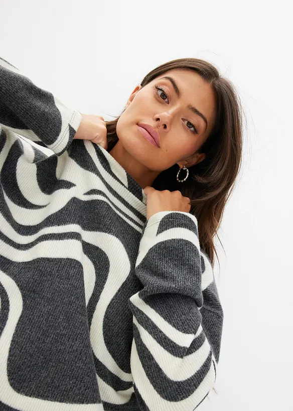 Mjuk ribbstickad topp, bonprix