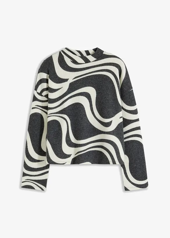 Mjuk ribbstickad topp, bonprix