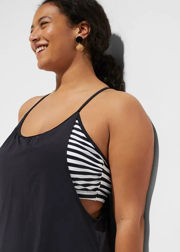 Lång tankini (2 delar) med lager-på-lager-look, bonprix