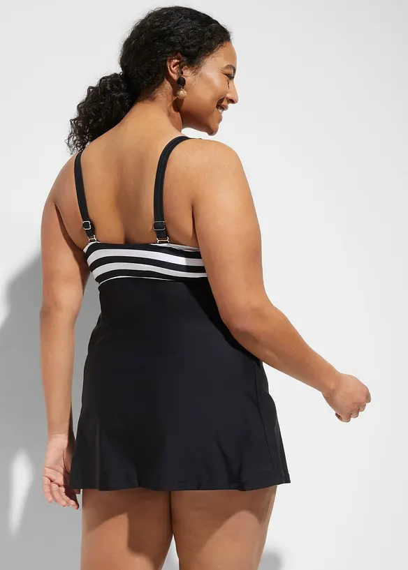 Lång tankini (2 delar) med bikinibyxa med hög midja, bonprix