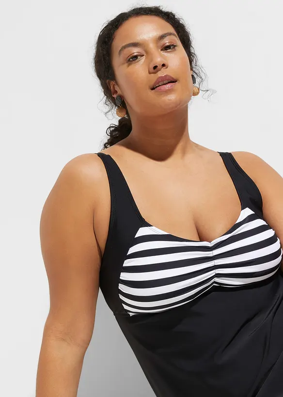 Lång tankini (2 delar) med bikinibyxa med hög midja, bonprix