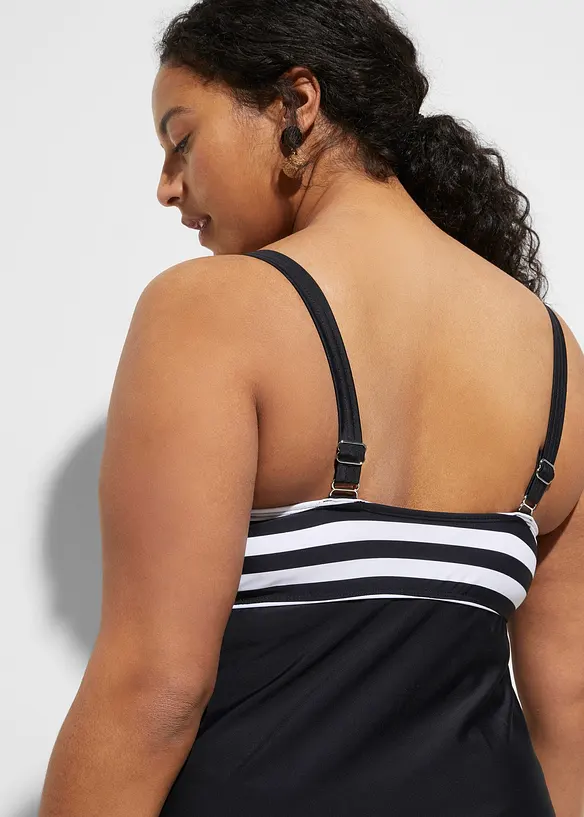 Lång tankini (2 delar) med bikinibyxa med hög midja, bonprix