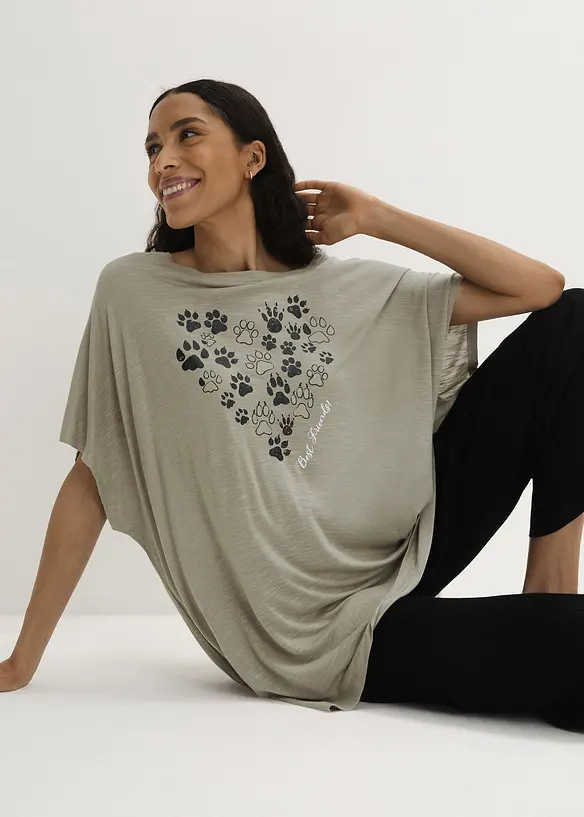 Bigshirt i lätt material med tryck, bonprix