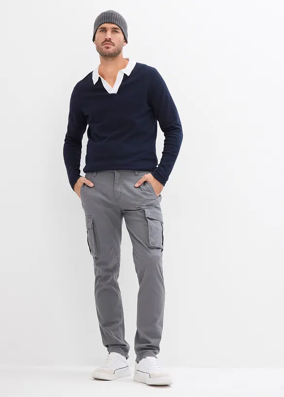 Byxa med stretch och raka ben, med bomull, Regular Fit, bonprix