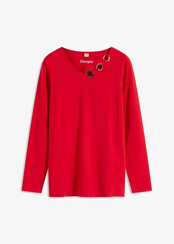 Långärmad topp med öljetter, bonprix