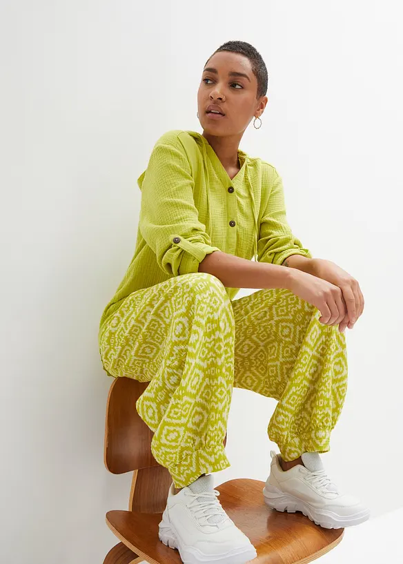 Muslinblus med luva i ren bomull, bonprix