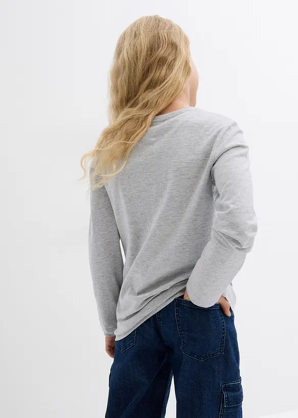 Långärmad topp med ekologisk bomull (3-pack), bonprix