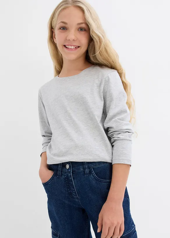 Långärmad topp med ekologisk bomull (3-pack), bonprix