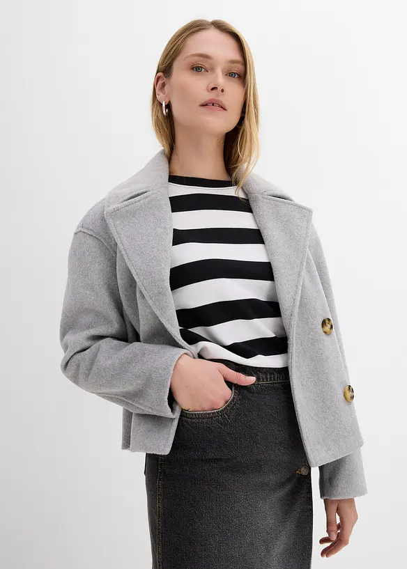 Kort jacka med yllelook, bonprix