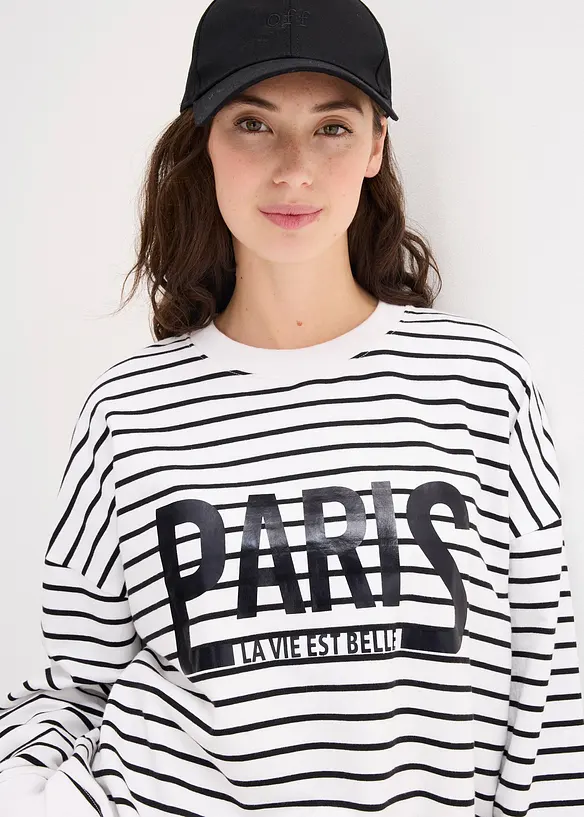 Sweatshirt i oversizemodell av bomullsmix, bonprix