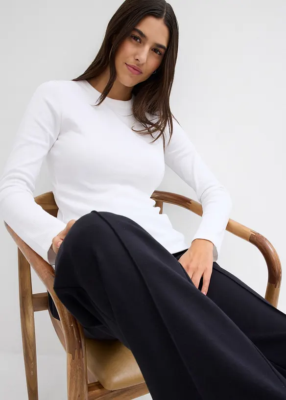 Ribbstickad topp med ekologisk bomull (2-pack), bonprix