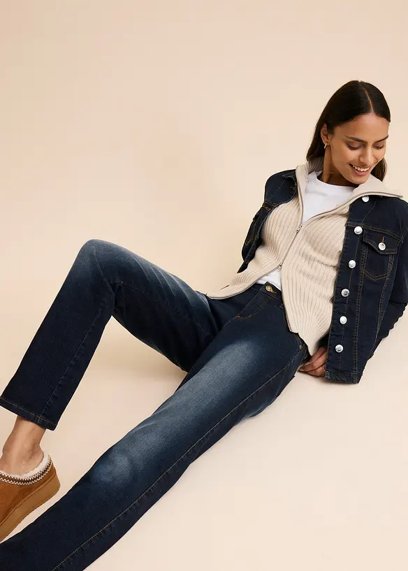 Slim Straight Jeans Mid Waist, Stretch, bonprix