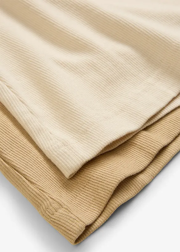 Ribbstickad topp med ekologisk bomull (2-pack), bonprix