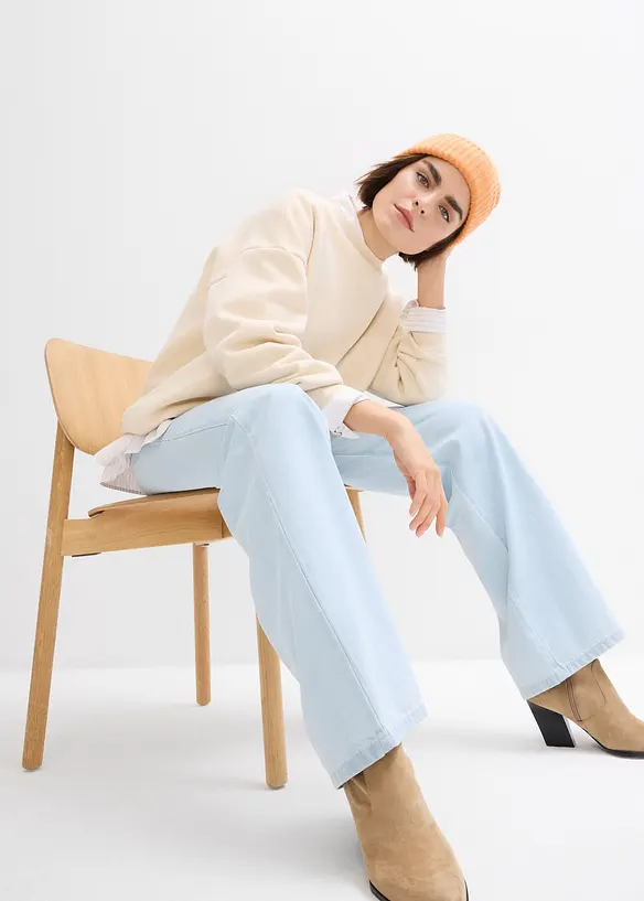 Mjuka jeans med vida ben och medelhög midja, Super Soft, bonprix