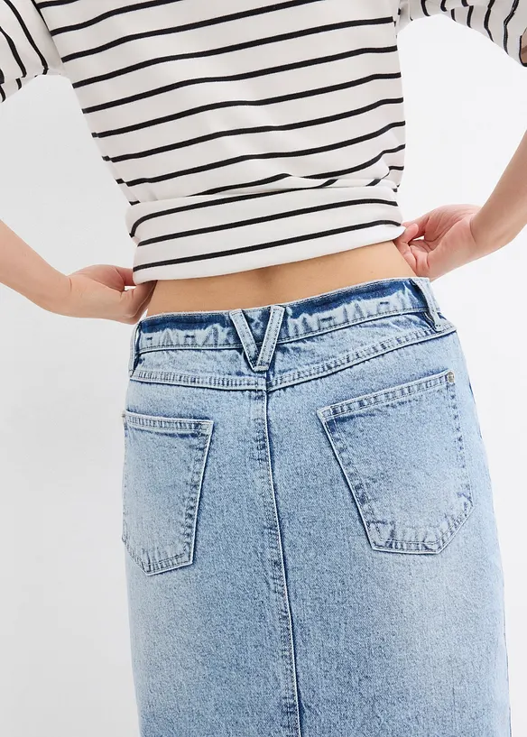Jeanskjol i midilängd, bonprix