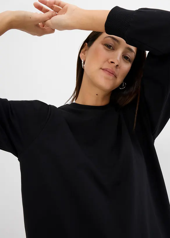 Sweatshirtklänning med puffärmar, bonprix