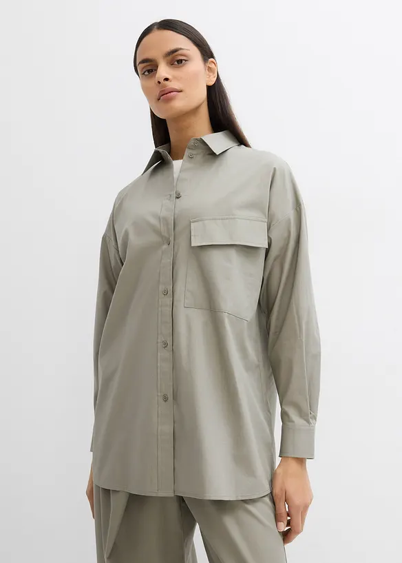 Lång blus i ren bomull, bonprix