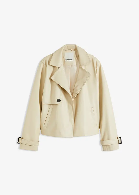 Kort trenchcoat i skinnimitation, bonprix