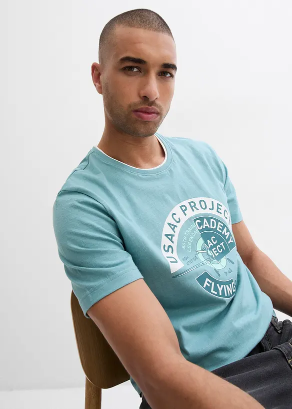 T-shirt av ren bomull med tryck, bonprix