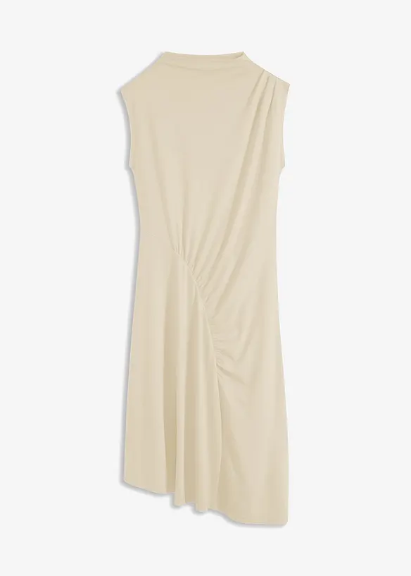 Midiklänning med drapering och asymmetrisk nederkant, bonprix