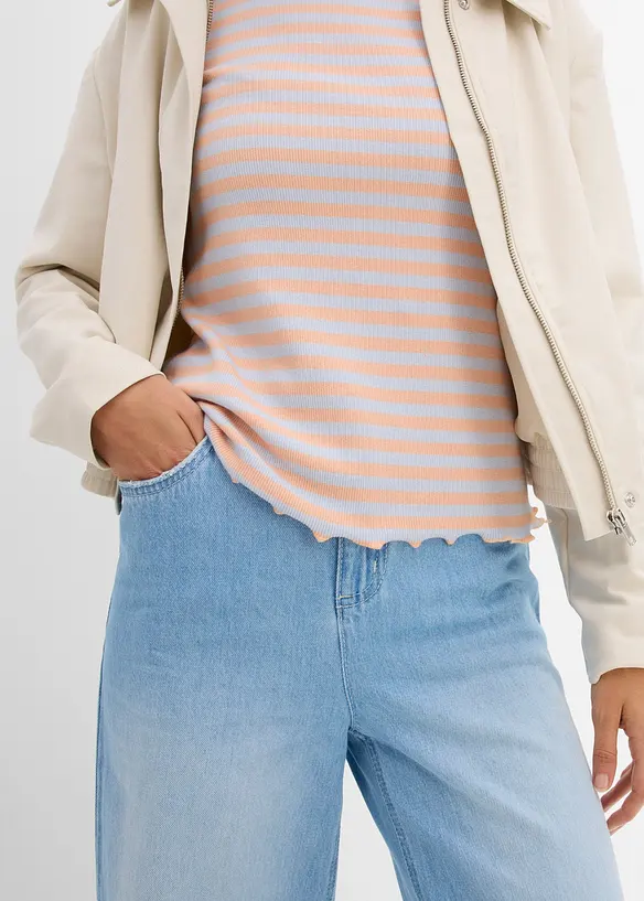 Ribbstickad T-shirt, bonprix