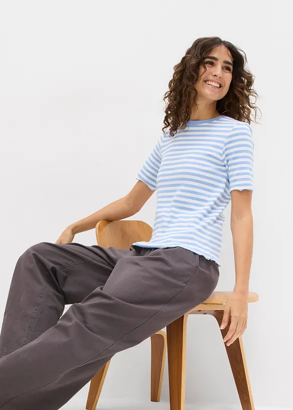 Ribbstickad T-shirt, bonprix