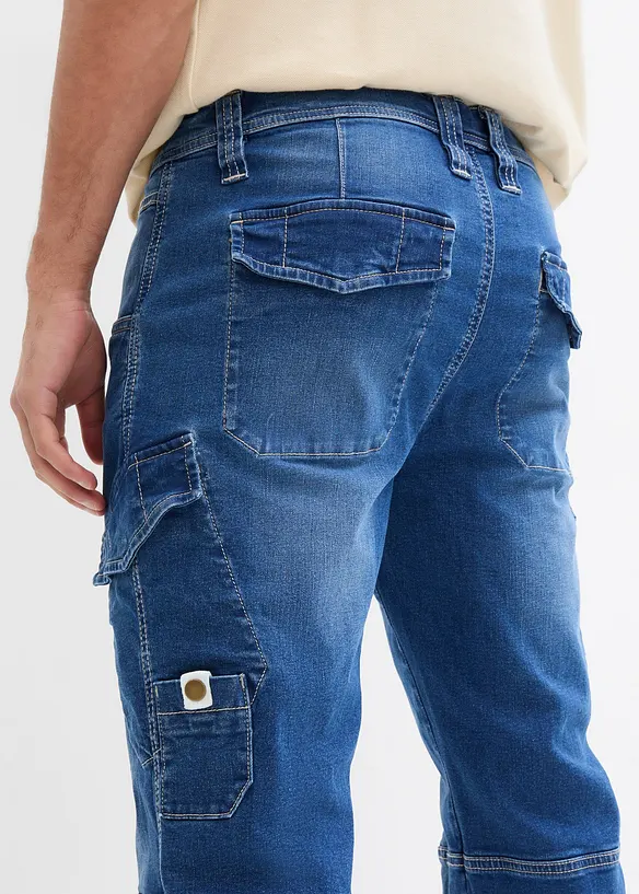 Relaxed Fit Cargo Stretch Jeans, Straight, bonprix