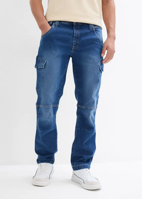 Relaxed Fit Cargo Stretch Jeans, Straight, bonprix