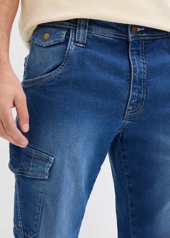 Relaxed Fit Cargo Stretch Jeans, Straight, bonprix