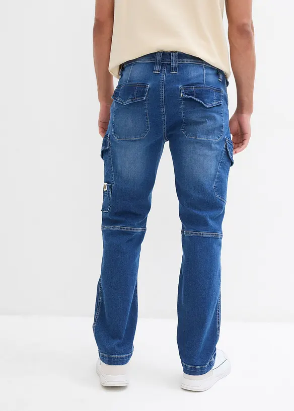 Relaxed Fit Cargo Stretch Jeans, Straight, bonprix
