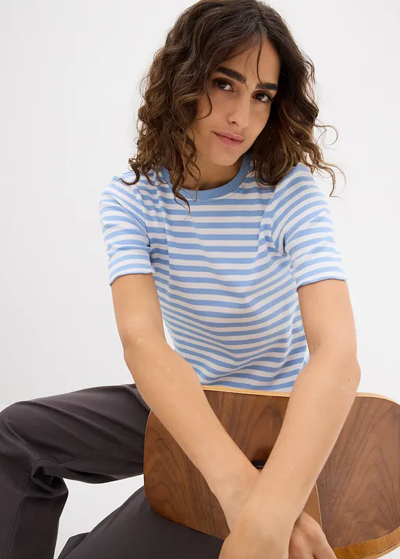 Ribbstickad T-shirt, bonprix