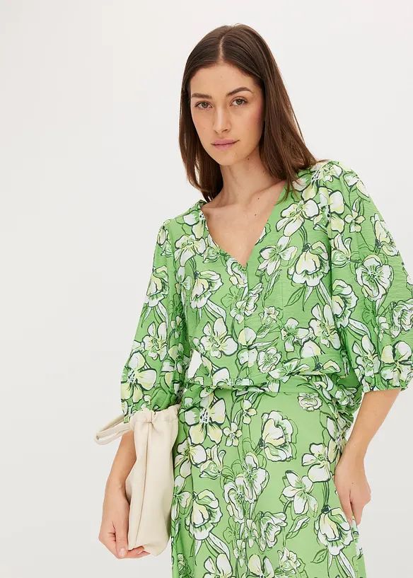 Blus av fintrådig viskosmix, bonprix