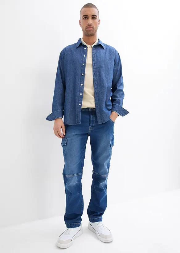 Relaxed Fit Cargo Stretch Jeans, Straight, bonprix