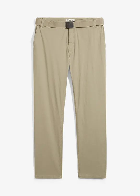 Stretchiga chinos med skärp och normal passform, raka ben, bonprix