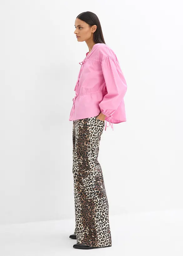 Blus med knytband, bonprix