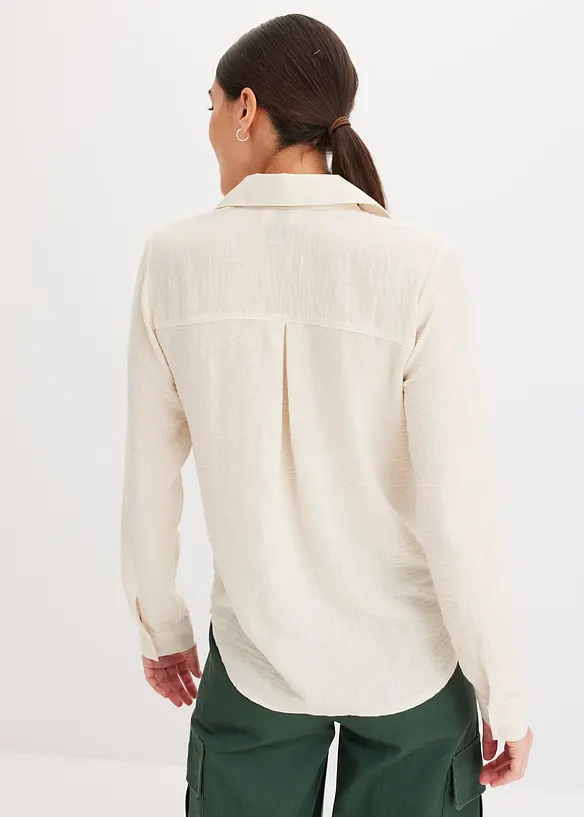 Skjortblus med omlottlook, bonprix