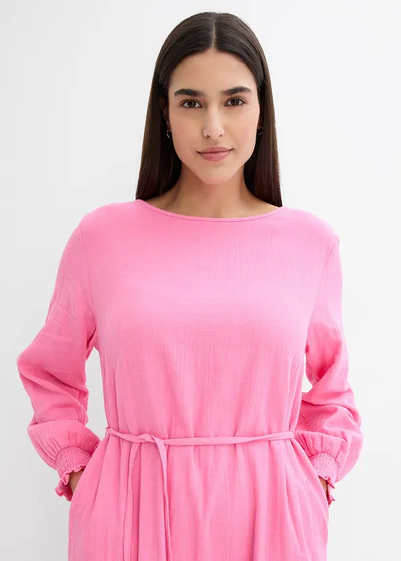 Klänning i muslin med fickor, bonprix