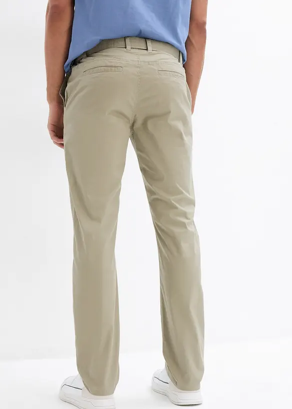 Stretchiga chinos med skärp och normal passform, raka ben, bonprix