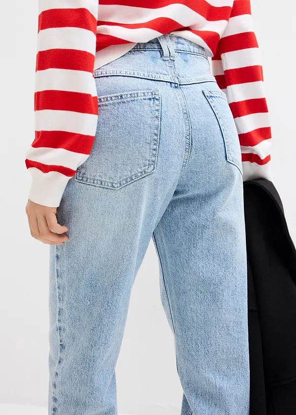 Mom-jeans med hög midja och kortare ben, bonprix
