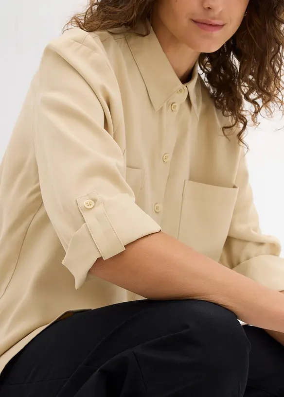 Blus i viskosmix med mjukt fall, bonprix