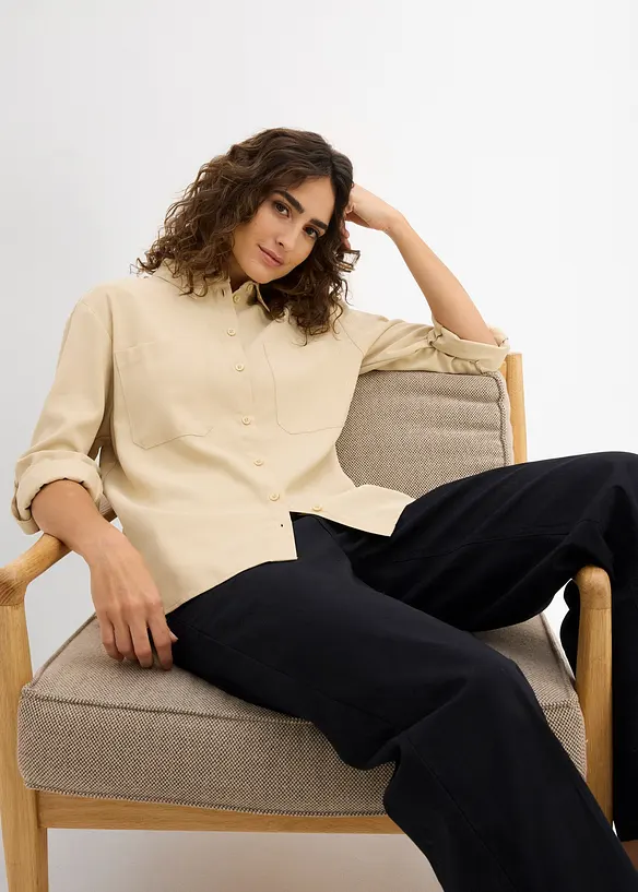Blus i viskosmix med mjukt fall, bonprix