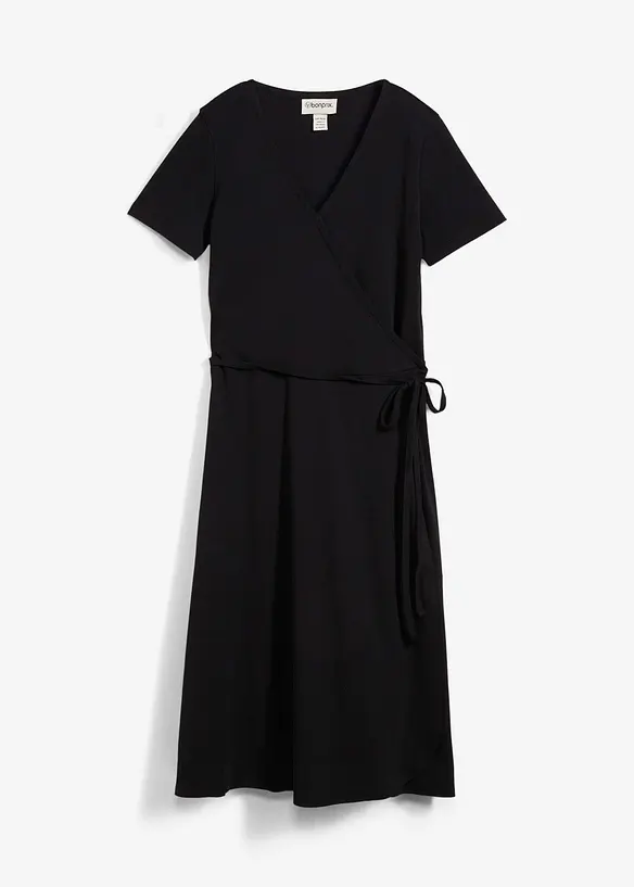 Jerseyklänning med omlottlook, bonprix