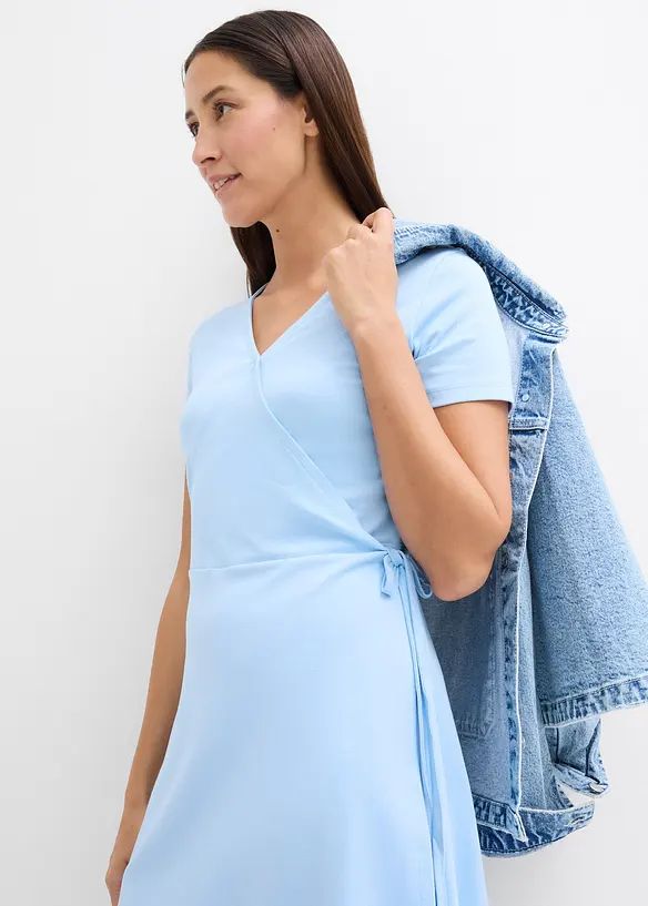 Jerseyklänning med omlottlook, bonprix